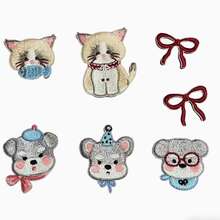 7pcs 3D Graphic Embroidered Patch Badges, Heat-Seal Design Patches For Clothing, Hats, Jackets, DIY Cartoon Cat Embroidered Patch Set For Phone Cases, Bags, Apparel Decoration - 7-piece Hot Melt Adhesive Kit - View 9