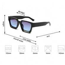 1 Pair Unisex Thick Frame Fashion Cool Classic Fashion Glasses, Full Frame Street Style Versatile Eyewear - Black Frame Blue - View 2