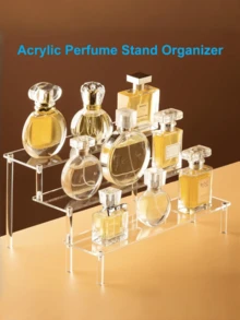 1pc 20cm Acrylic 3-Tier Display Rack, Simple Rectangular, Sturdy Stand, Perfume & Cosmetic Storage Organizer, Vanity & Bathroom Decor, Valentine's Day Gift - White - View 7