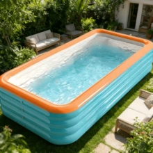 超大可折叠夏季游泳池，厚 PVC 优质时尚材料充气水池，户外庭院水上乐趣的完美选择，无需电力，夏季清凉水派对