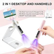 Rechargeable Handheld UV Lamp With Stand, Suitable For Gel Manicure, Mini Portable Wireless Nail Lamp With LCD Display, Gel Curing Function, One-Key Drying Kit, Convenient Compact Cordless Nail Lamp With Timer, Non-Staining - Multicolor - View 9