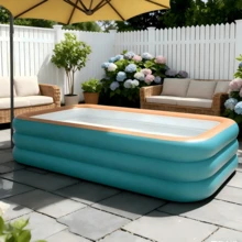 超大可折叠夏季游泳池，厚 PVC 优质时尚材料充气水池，户外庭院水上乐趣的完美选择，无需电力，夏季清凉水派对