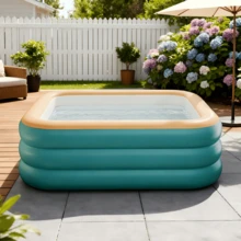 超大可折叠夏季游泳池，厚 PVC 优质时尚材料充气水池，户外庭院水上乐趣的完美选择，无需电力，夏季清凉水派对