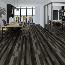 1 Roll Thick Black Vintage Wood Grain Ceramic Tile Flooring Sticker, PVC Waterproof Oil-Proof Wallpaper, Vinyl Material Floor Sticker, Self-Adhesive Backing, Removable Vinyl Wallpaper, Floor Covering, Removable DIY Floor Sticker, Suitable For Indoor Use, Easy To Clean, Anti-Slip And Wear-Resistant, Removable Without Residue - Black - View 2