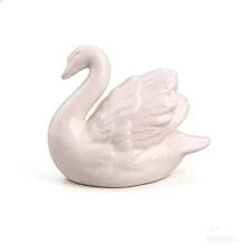 Black & White Ceramic Swan Figurine, Creative Animal Decor For Living Room, Study, Desktop, Home, Office, Bookshelf, TV Stand - Black and White - View 1