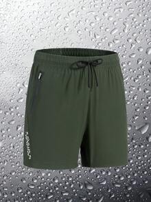 4条装男士运动短裤，夏季休闲弹力腰带抽绳短裤，带拉链口袋，耐穿舒适，适合健身房和户外活动 - 彩色 - 查看 4