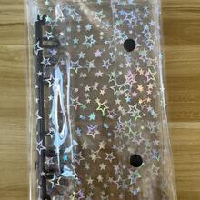 1pc Colorful Star Transparent Loose Leaf Notebook, Scratch-Resistant, Holographic High Transparency Material, Suitable For Scrapbooking, Photo Album, Notebook, Savings Planner, Student Back To School Planner, Minimalist Semi-Transparent Card Album, 3D Embossed Sticker Storage Album, Sticker Album, Planner Material Collection Album, PP Material, Kpop Photo Card Storage Album, High Capacity Card Album, A6 Side-Opening Card Album, Suitable For Postcard, Photo, Card, Sticker, Bill, Note, Back To School Supplies, Office Documents And Receipt Storage - Planner - View 8