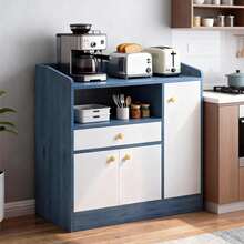 Armario De Almacenamiento Con Cajón Y 3 Puertas Minimalista Moderno 80cm - Azul - Ver 1