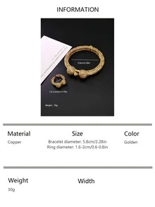 2pcs/Set Fashionable Minimalist Versatile Delicate Commuting Casual Hollow Ball Gold Color Bangle Bracelet & Ring Set For Women - Yellow Gold - View 8