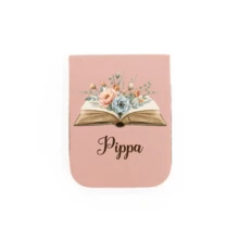 1pc Personalized Custom Magnetic Leather Bookmark, Custom Children's Bookmark, Book And Flower Patterns, Library Bookmark, Personalized Gift, Ladies Bookmark, Custom Bookmark, Teacher Gift Magnetic Name Bookmark, Birthday Flower Bookmark (Can Engrave Name), Gift For Her, Gift For Book Lovers, Bridal Gift, Valentine's Day Gift, Back-To-School Season Gift