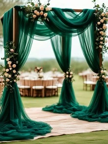1pc Multi-Color DIY Tulle Fabric, Suitable For Bridal Headpiece, Mosquito Net, Sewing, Photography Backdrop, Wedding Decoration, Party, Birthday, Home Decor, Outdoor - Dark Green - View 8