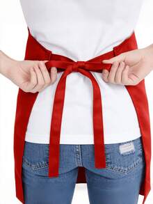 1/5 Packs Red Polyester Aprons With Pockets, Suitable For Barbecue/Hairdressing/Catering/Chef, Applicable To Camping, Cleaning, Home, New Year Party, Wedding Scenarios, Unisex & Reusable - Red - View 5