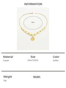 1pc Fashion Minimalist Elegant Metal Coin Pendant Necklace For Women