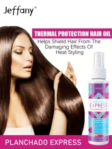 Jeffany 10-In-1 Moroccan Argan Oil Quick Heat Protectant Leave-In Hair Treatment, Rapidly Smooths Frizz, Nourishes Dry, Damaged, Curly Hair - 72HR Intense Moisturization For Straight/Curly Hair, Apply Evenly Before Use, Enhances Hair Softness & Volume, Quick Styling, Suitable For All Hair Types, Reduces Heat Damage, Max Heat Resistance 450°F (232°C), Fashionable Bottle Design - Travel Size - View 3