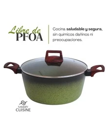 Batería de Cocina Avocado - KITCHEN KING 6 pz Batería de Cocina de Acero Inoxidable Reforzado con Cerámica Antiadherente Premium | Cocina Saludable | Incluye Tapa de Cristal Irrompible Gratis | Agarraderas de Silicona | Apta para Estufas de Gas, Eléctrica e Inducción | Alta Calidad y Durabilidad - Verde Oliva - Ver 3