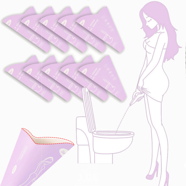 Portable Disposable Female Urination Device, Waterproof And Leak-Proof, Foldable Funnel, Suitable For Travel, Camping, Emergencies And Pregnancy, Includes Folding Urinal, Outdoor Travel Emergency Disposable Paper Urinal