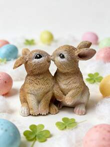 1 Stück Osterhase / Valentinstag Kaninchen Paar Dekoration, geeignet für Schlafzimmer, Wohnzimmer, Esszimmer, Bürotisch, Garten - Verschiedenfarbig - Übersicht 6