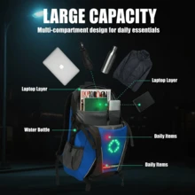 1 pieza Mochila con señal de giro LED de 18L con control remoto inalámbrico, apta para ciclismo, running, skateboarding - Azul - Ver 5