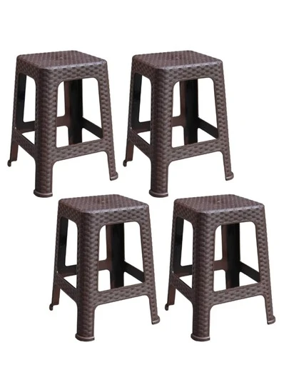 Banco Mr. Gadgets 4 Bancos Rattan Color Chocolate Con Acabado Rattan De 45cm De Alto X 4u