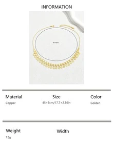 1pc Fashionable Versatile Vintage Refined Elegant Metal Necklace For Women - Yellow Gold - View 10