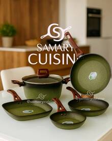 Batería de Cocina Avocado - KITCHEN KING 6 pz Batería de Cocina de Acero Inoxidable Reforzado con Cerámica Antiadherente Premium | Cocina Saludable | Incluye Tapa de Cristal Irrompible Gratis | Agarraderas de Silicona | Apta para Estufas de Gas, Eléctrica e Inducción | Alta Calidad y Durabilidad - Verde Oliva - Ver 2
