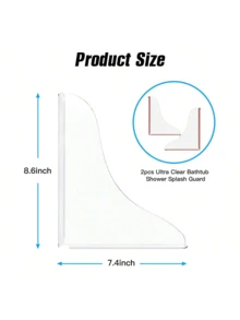 2pcs Clear Acrylic Water Guard] 2pcs Clear Acrylic Shower Water Guard, Easy Installation, Splashed Water Guard For Bathroom Toilet Bathtub - Transparent - View 2