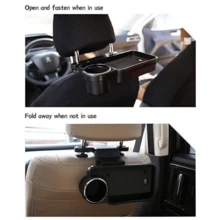 Cup Holder Phone Mount Headrest Tidy Car Back Seat Organizer Foldable Table Tray - A - View 10