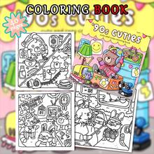 Sách tô màu phong cách retro thập niên 90 với 42 khung cảnh hoài cổ, giấy dày không trong suốt, phù hợp với bút chì màu và màu nước, chủ đề "Những cô nàng dễ thương thập niên 90" với hình ảnh gấu dễ thương và các vật dụng cổ điển, không khí sống động và chi tiết sắc nét, món quà hoàn hảo cho những người yêu thích tô màu hoài cổ, đám cưới và Ngày của Mẹ. - Sách tranh - Xem 4