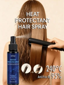Jeffany 230°C 高温防护免洗护发喷雾，蕴含紫外线防护精华，富含水解蛋白和弹性蛋白，专业抗毛躁，亮泽锁色，轻盈不油腻，预防分叉，适用于吹风机和卷发棒，日常造型，旅行必备，适合所有发质，男女通用，100毫升/3.38盎司 - 旅行裝 - 查看 1