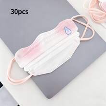 10/20/30 Pieces - Butterfly-Shaped Mask. Three-Layer Wavy Butterfly-Shaped Disposable Protective Mask, Breathable And Windproof. Three Layers Of Protection, Comfortable And Soft. - White - View 3