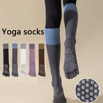 1 par de calcetines de yoga para mujer, calcetines de media pantorrilla antideslizantes, duraderos, que absorben la humedad y cómodos