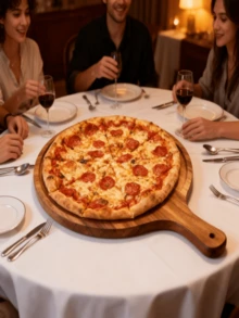 超大相思木砧板，圆形木质熟食砧板带把手，肉类砧板，面包奶酪托盘，适用于厨房肉铺，复古风格木质砧板，可用于食物展示和摄影，非常适合圣诞节、斋月和感恩节。 - 棕色 - 查看 5