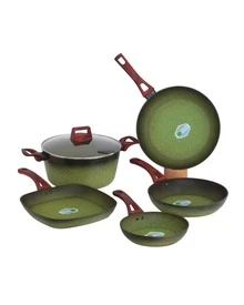 Batería de Cocina Avocado - KITCHEN KING 6 pz Batería de Cocina de Acero Inoxidable Reforzado con Cerámica Antiadherente Premium | Cocina Saludable | Incluye Tapa de Cristal Irrompible Gratis | Agarraderas de Silicona | Apta para Estufas de Gas, Eléctrica e Inducción | Alta Calidad y Durabilidad - Verde Oliva - Ver 8