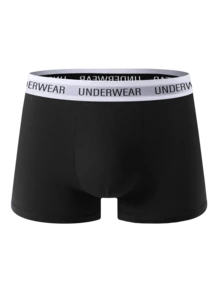 10pcs/Pack Men's Solid Color Premium Black Boxer Briefs, Comfortable Boxer Shorts, Casual Underwear, Plus Size - Multicolor - View 2