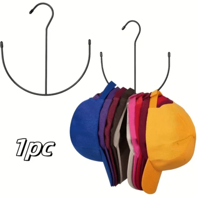 Multi-Functional Stainless Steel 1pc Cap Rack - Durable Cap Hook Organization, Space-Saving Design, Holds Up To 20 Baseball Caps, Easy To Install, Suitable For Closets And Doors.