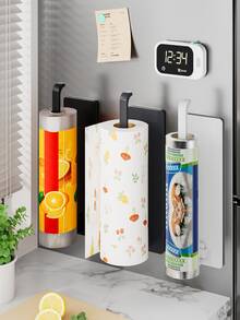 1pc Kitchen Paper Towel Holder, Wall Mounted Or Self-Adhesive Cabinet Underside Installation, Cling Film Dispenser And Storage Rack, Space-Saving Storage Solution, Stylish Paper Towel Rack, Durable Bracket, Suitable For RV Kitchen And Bathroom - Multicolor - View 4