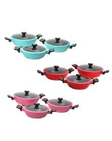 Ollas Arroceras - FOODE  6 pz Olla de Acero Inoxidable Reforzado con Cerámica Antiadherente Premium | Cocina Saludable | Incluye Tapa de Cristal Irrompible Gratis | Agarraderas de Silicona | Apta para Estufas de Gas, Eléctrica e Inducción | Alta Calidad y Durabilidad - Rosa - Ver 2