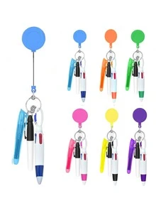 4 piezas Juego de bolígrafos de enfermera, incluye: 1 bolígrafo resaltador, 1 bolígrafo marcador, 1 bolígrafo retráctil, 1 portanombres con clip retráctil, adecuado para la temporada de regreso a clases - Multicolor - Ver 8