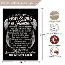 1pc Memorial Garden Flag For Heavenly Parents, 12x18 Inch Linen Garden Flag, Memorial Garden Yard Flag For Cemetery Decoration, Outdoor Use (Single-Sided Flag) - Multicolor - View 4
