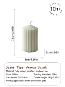 1支北欧风尖头圆柱形香氛蜡烛，109克，采用天然大豆蜡和植物蜡手工制作，烛芯设计确保燃烧稳定无烟，这款充满氛围感的艺术蜡烛可持续燃烧10-12小时，适合客厅香氛、家居装饰和节日派对。 - 白色 - 查看 13