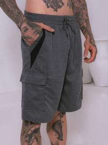 Cargo Shorts With Elastic Waistband - Màu xám đen - Xem 1