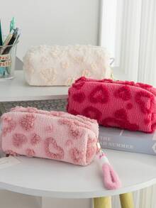 1pc Heart-Shaped Pencil Case, High-Quality Large Capacity Student Stationery Storage Pouch,Bag - A - View 3