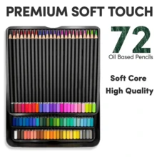 Art Supplies Colored Pencils Set | 72 Premium Soft Core Colored Leads For Adult Artists | Organized In Presentation Tin Case,For Professional Artistic Use - 72 Colors Oil Colored Pencils - View 3