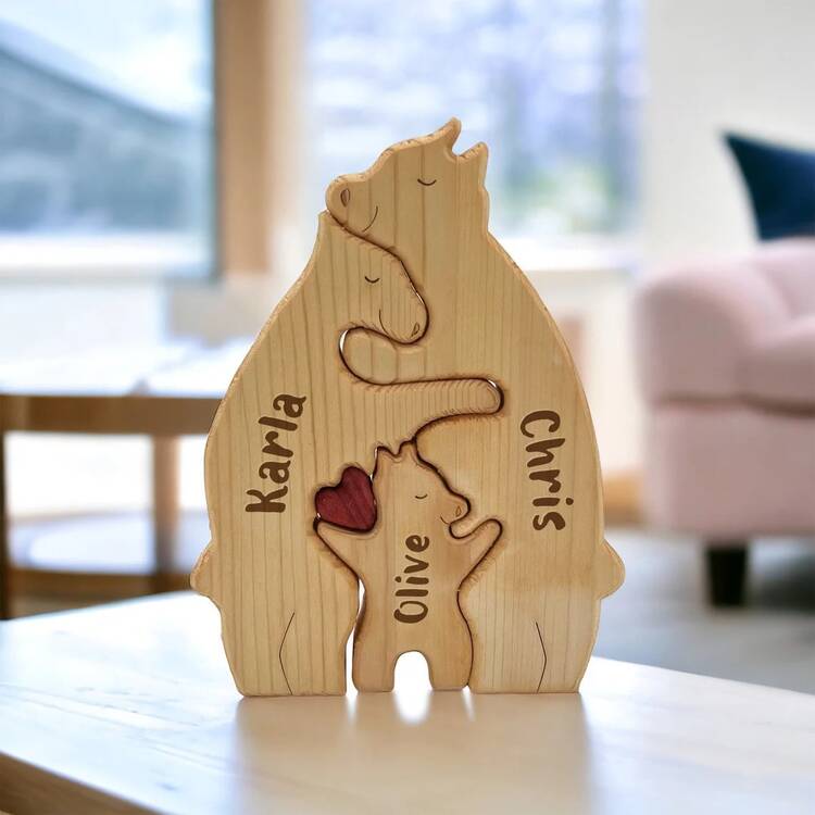 Custom-Made Wooden Bear Puzzles Are Perfect For Creating A Festive Atmosphere At Weddings, As Well As For Couples, Families, Or As Personalized Gifts. They Also Make Engraved Family Keepsakes, Unique Family Puzzles, Christmas Gifts, Mother's Day Gifts, Valentine's Day Gifts, Wedding Decorations, And Little Surprises For Dads, Moms, Girlfriends, Boyfriends, And Children. - Multicolor - View 4