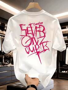 Men'S Heavyweight%-Shirt - Bold Pink Graffiti Lettering On Back. W1ZQ - White - View 8
