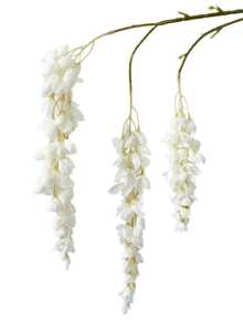 1/2/3支装仿真紫藤花，95厘米假花，适用于墙面、客厅、卧室、婚礼、派对装饰、桌面摆件。家居、桌面装饰、厨房、婚礼、餐桌、中心摆件、办公室、花园、户外、房屋、庭院装饰，春、夏、秋、冬皆宜。 - 白色 - 查看 8