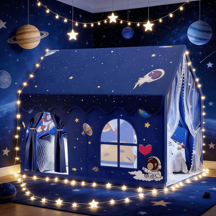 1个宇航员太空主题家庭娱乐互动帐篷（不含灯）。采用可拆卸牛津布制成，是理想的圣诞节或生日礼物。 - 太空人 - 查看 1