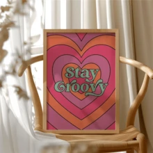 1pc Stay Groovy Love Pattern: Fashionable Colorful Wall Art Canvas, Chic Girl Art, Inspirational Quote Art, Home Decor, Canvas Wall Hanging - Multicolor - View 11