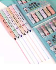 6 Pastel Colors Square Highlighter Pen, Kawaii Text Markers - CY7721 - Bộ 1 chú chó nhỏ - Xem 9