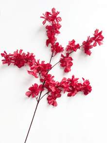 1/2/3支装仿真丝樱花/桃花/梅花枝条，带叶子，适用于墙面、客厅、卧室、婚礼、派对装饰、桌面摆设。家居、书桌、厨房、婚礼、餐桌、中心装饰、办公室、花园、户外、房屋、庭院装饰，适合春、夏、秋、冬四季。 - 紅色 - 查看 2